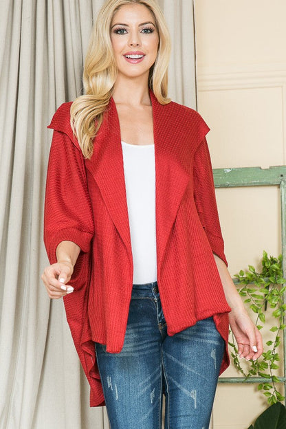 Light Weight Waffle Dolman Cardigan