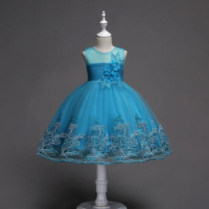First Communion Flower Girl Dress - Mandotos Lace Trim Tulle Bead Embroidery