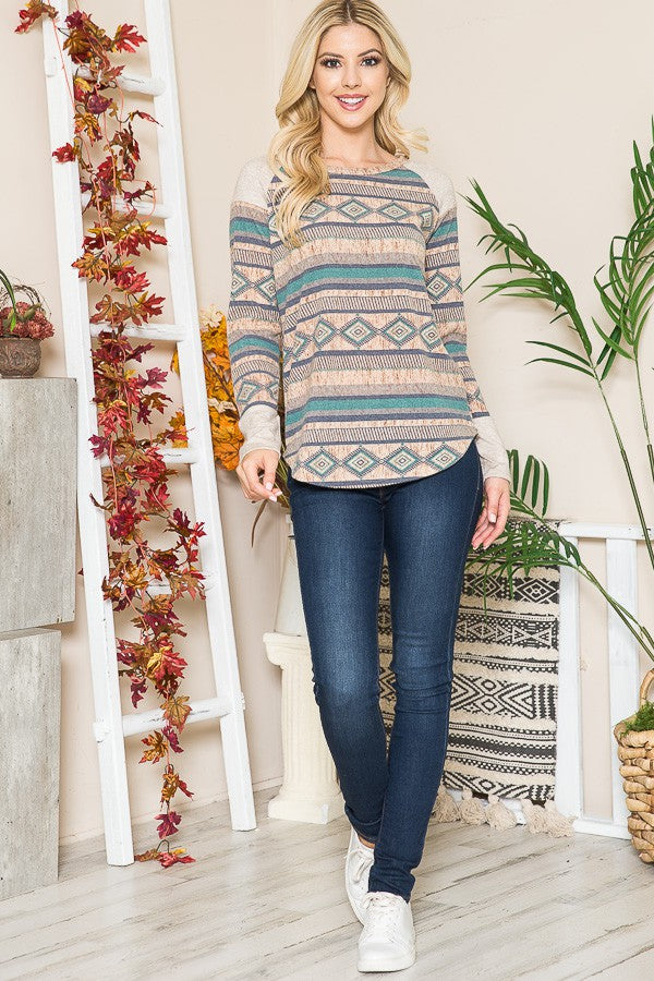 Tribal Print Knit Top