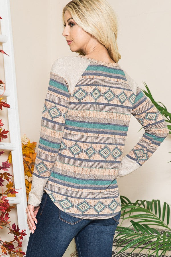 Tribal Print Knit Top