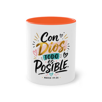 Coffee Mug — "Con Dios Todo Es Posible" Inspirational Spanish Scripture 11oz