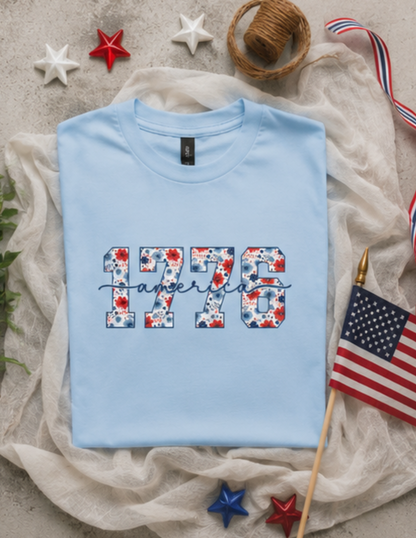 1776 America Floral  Gildan Softstyle Tee