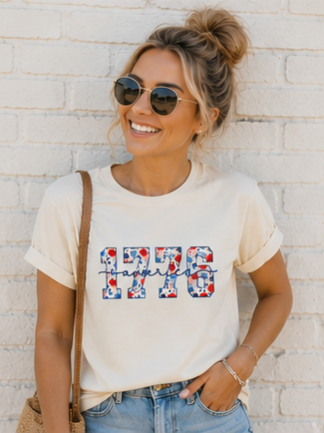 1776 America Floral  Gildan Softstyle Tee
