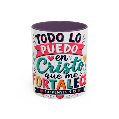 Coffee Mug - "Todo lo puedo en Cristo que me fortalece" (Filipenses 4:13)