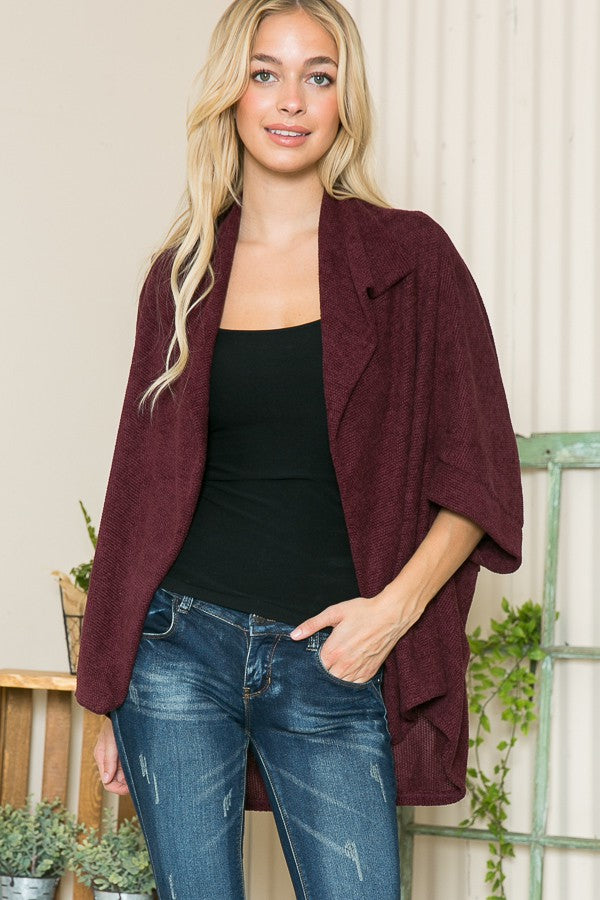 Textured Shawl Collared Sweater Cardigan
