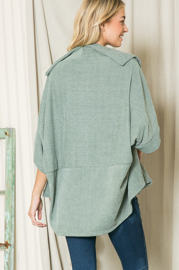 Textured Shawl Collared Sweater Cardigan