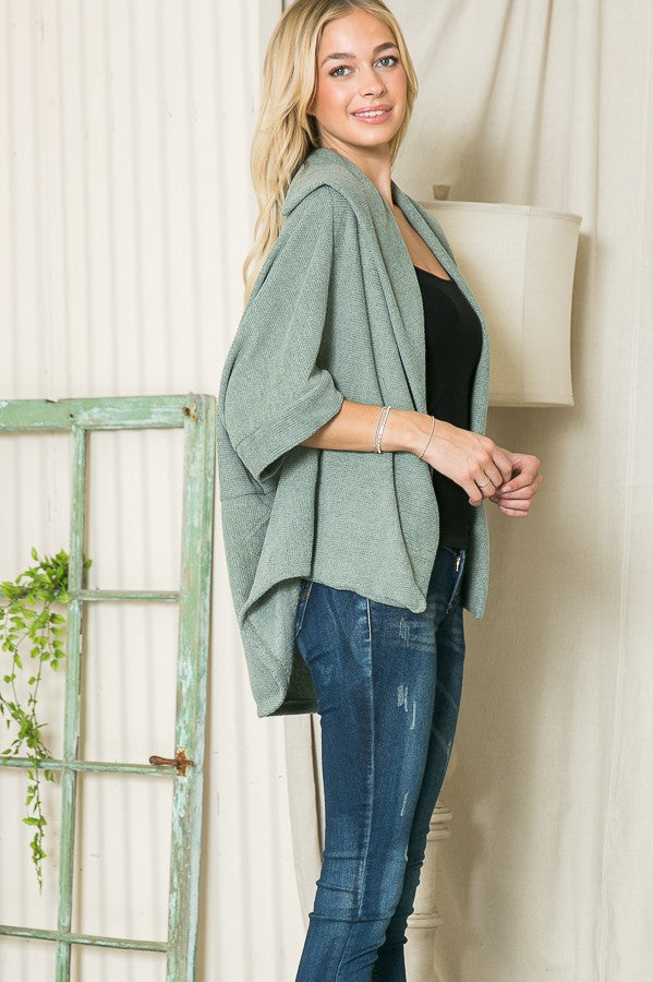 Textured Shawl Collared Sweater Cardigan