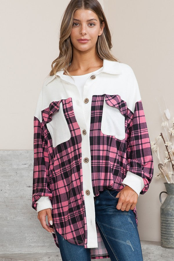 Oversized Mixed Media Knit Shacket