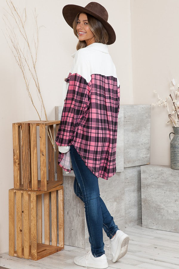 Oversized Mixed Media Knit Shacket