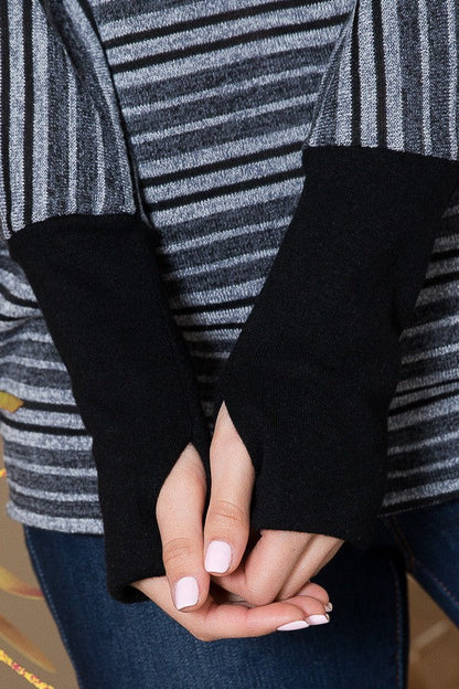 Stripe Dolman Thumbhole Top