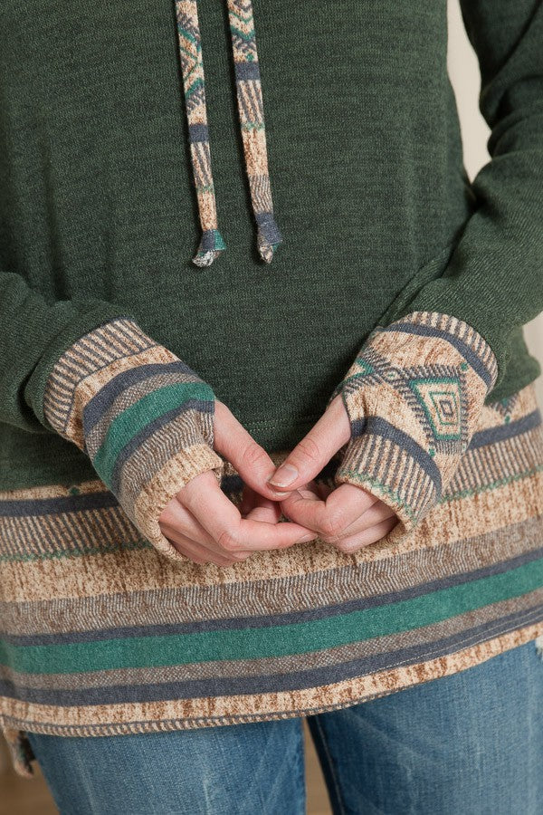 Hoodie Pullover with Thumbhole Sleeves