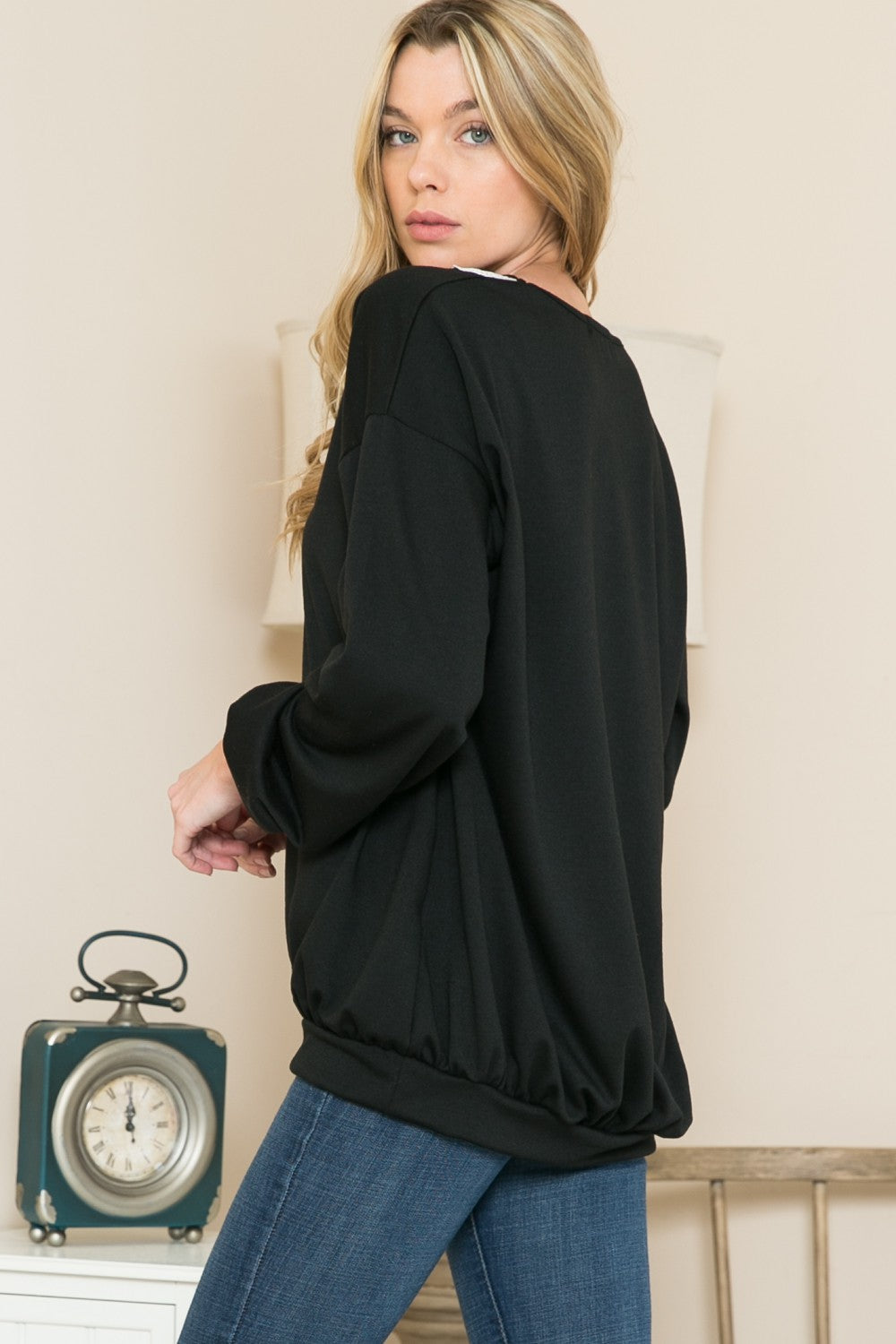 Lace Collared French Terry Sweatshirt