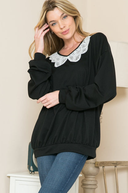 Lace Collared French Terry Sweatshirt