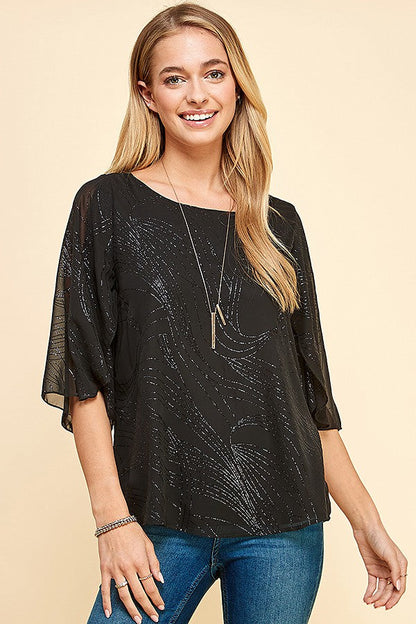Glittered Print Woven Blouse