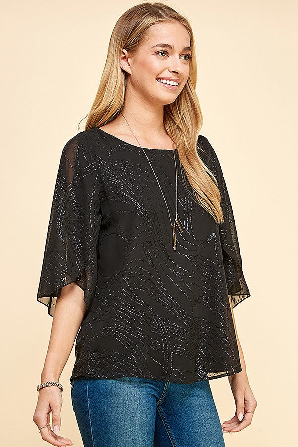 Glittered Print Woven Blouse