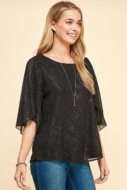 Glittered Print Woven Blouse