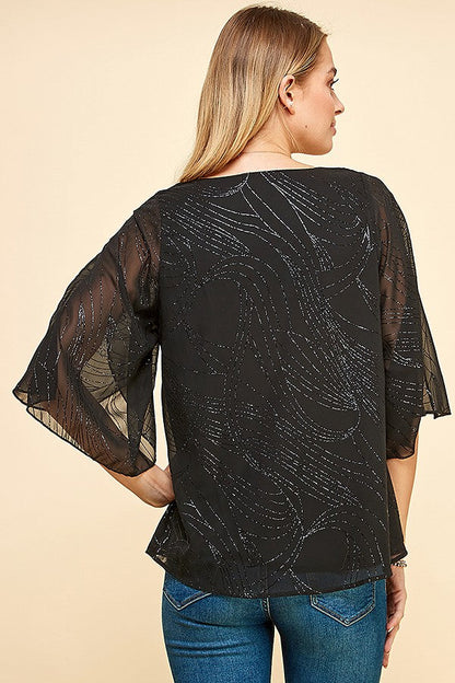 Glittered Print Woven Blouse