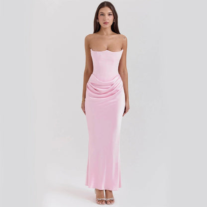 Slim Tube Top Long Dress Sexy Fashion Bandeau Backless Party Evening Dresses For Women Clothing