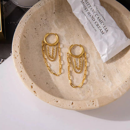 18K Gold-Plated Chain Hoop Earrings