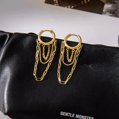 18K Gold-Plated Chain Hoop Earrings