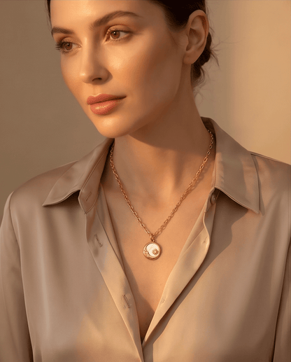 18K Gold-Plated Pendant Necklace With Pearl Shell