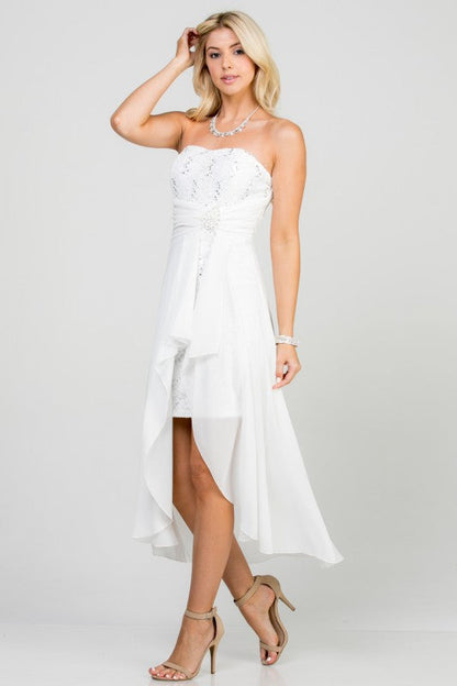 Open back lace and chiffon surplus dress