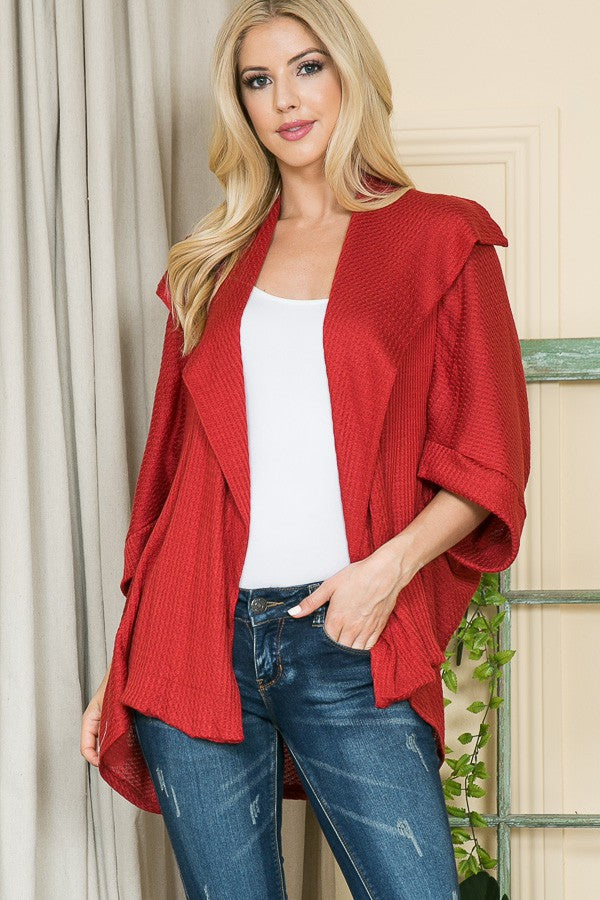 Light Weight Waffle Dolman Cardigan