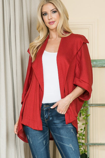 Light Weight Waffle Dolman Cardigan