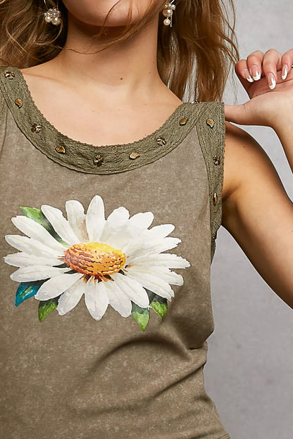 POL Floral Tank with Studs