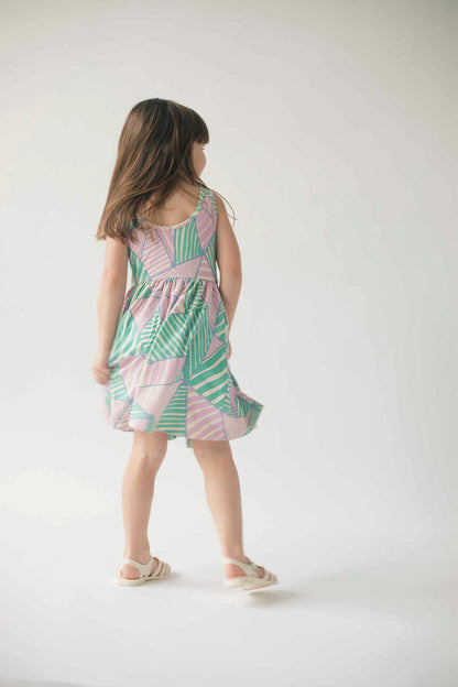 Sleeveless Twirl Dress in Triangles