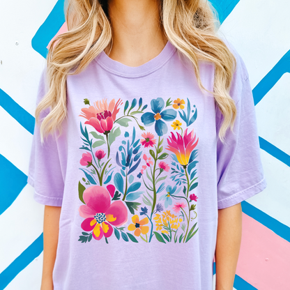 Bloom Floral Garden Comfort Colors Tee