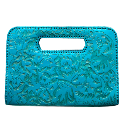 The Claire| Hand-Tooled Leather Statement Clutch
