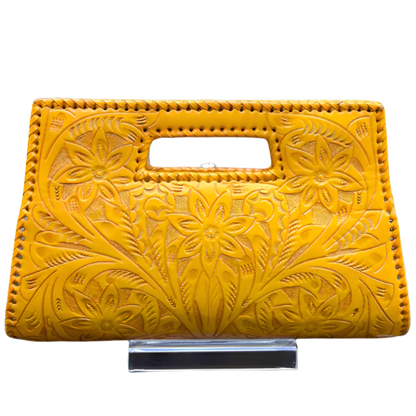 The Caroline| Hand-Tooled Leather Clutch & Crossbody