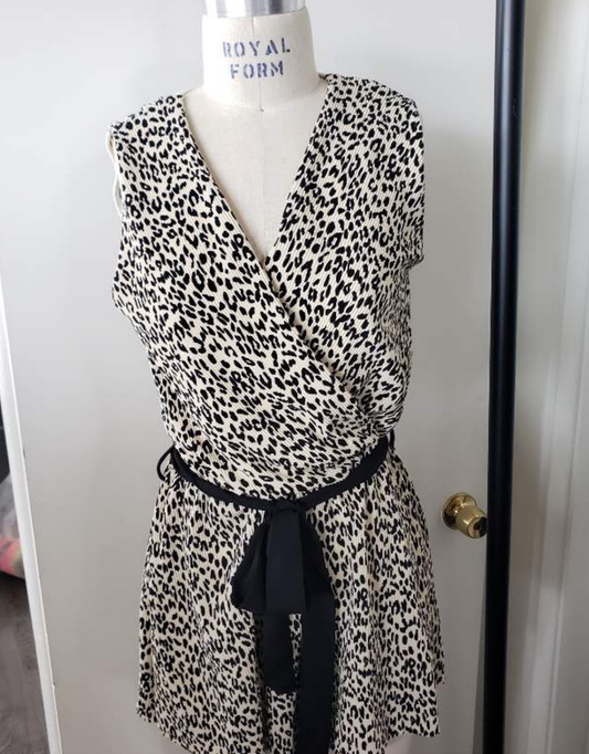 Cheetah Print Belted Romper