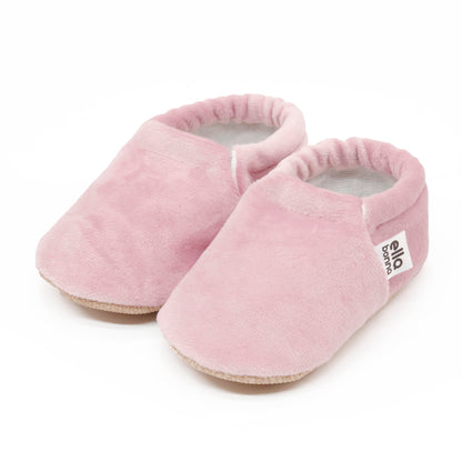 Organic Cotton Velvet Home Nursery Moccasin Shoes, Pink