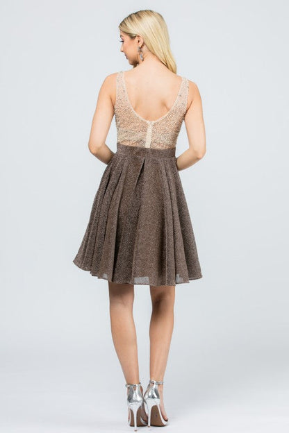 Sparkling knit jacquard a-line short dress