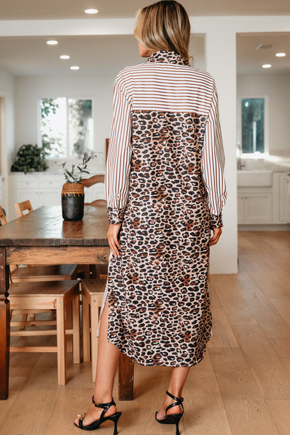 Caroline Contrast Patchwork Long Shirt Dress