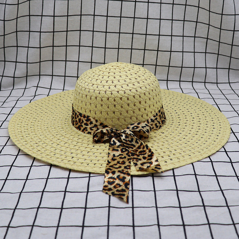 Women's Large-brimmed Beach Hat With Bow And Streamer Straw Hat See size chart under “more details”