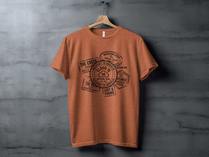 Rugged Wanderlust Passport Stamp Graphic Wilderness Shirt