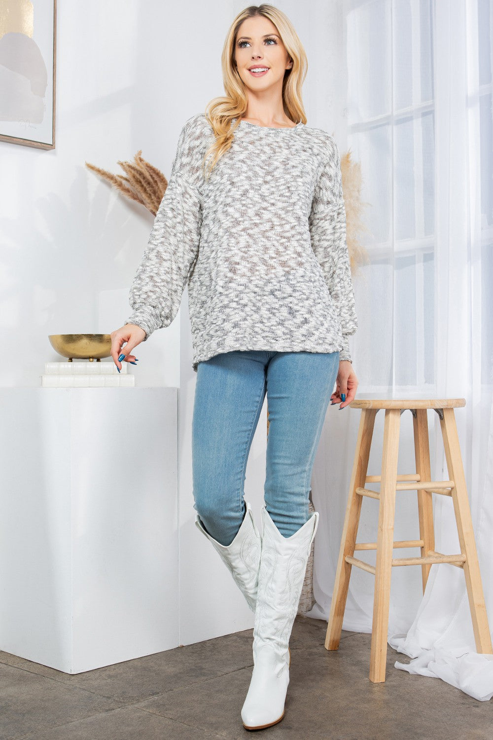 Low Gage Knit Pullover Sweater