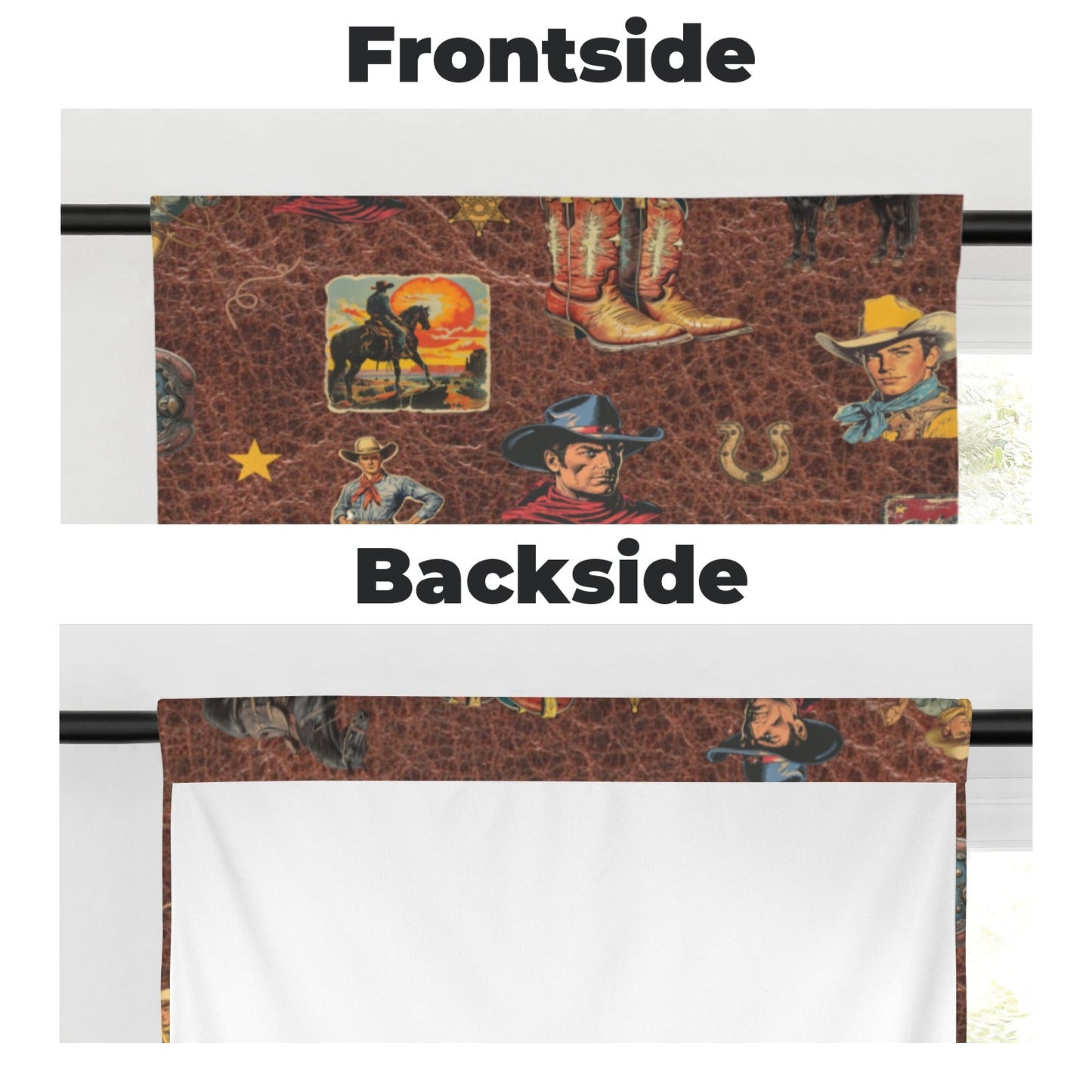 Baha Ranch Vintage Cowboy Collage Western Curtains 28" x 40" Made in America