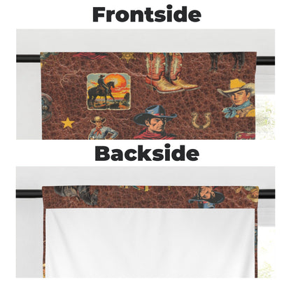 Baha Ranch Vintage Cowboy Collage Western Curtains 28" x 40" Made in America
