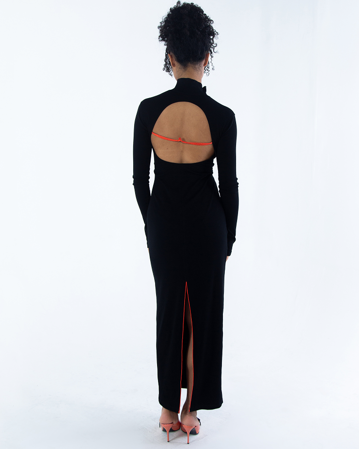 Lian High Neck Open Back Maxi Dress