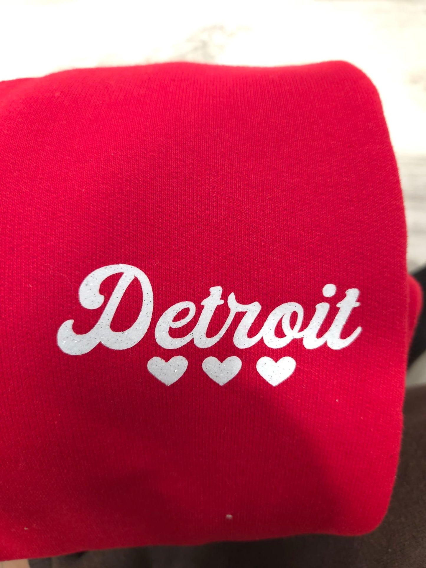 Red Detroit Minimalist Sparkle Sweatsuit