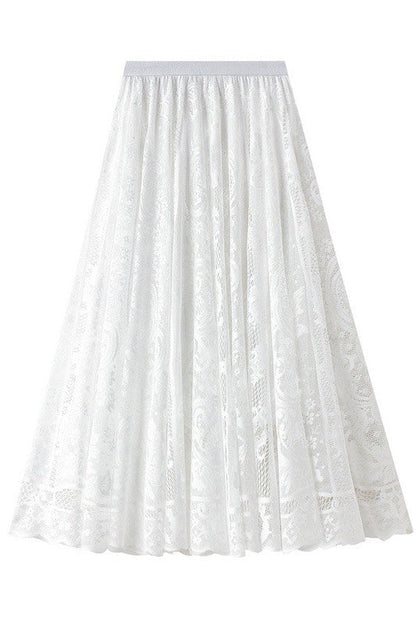 Lace chiffon midi skirt