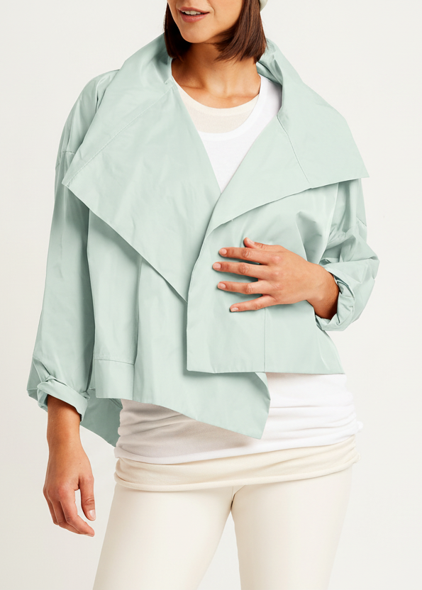 Nylon Cropped Asymmetrical Jacket - Mint