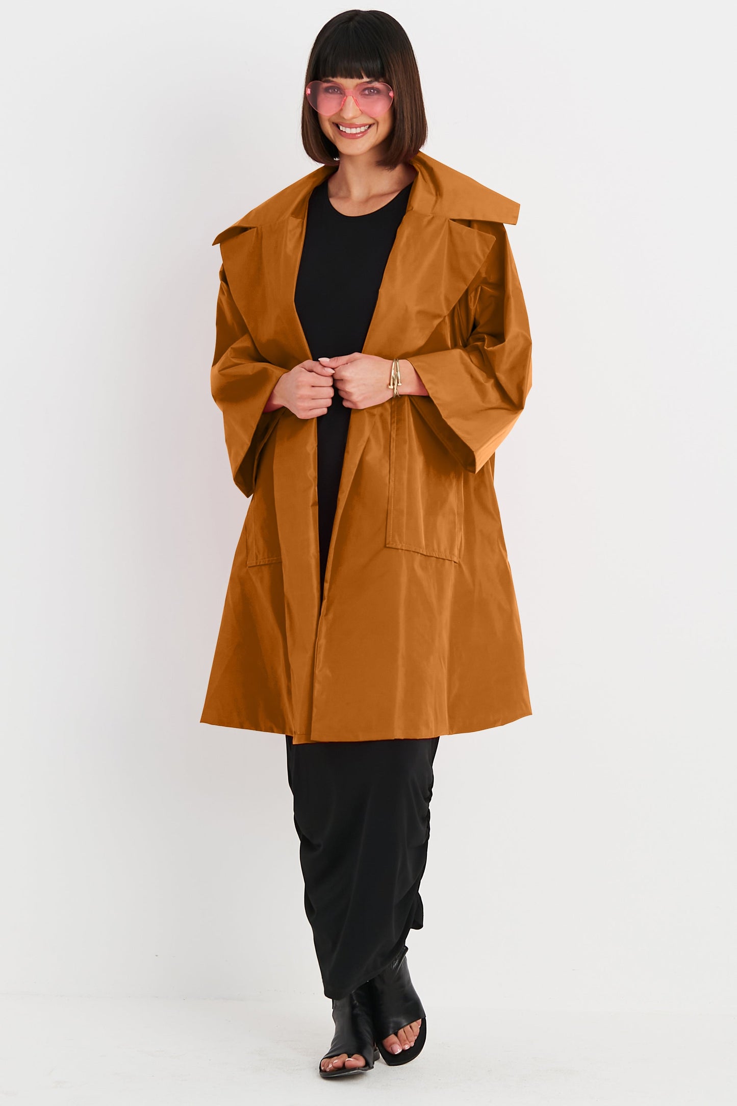 Nylon Emily Coat - Chestnut