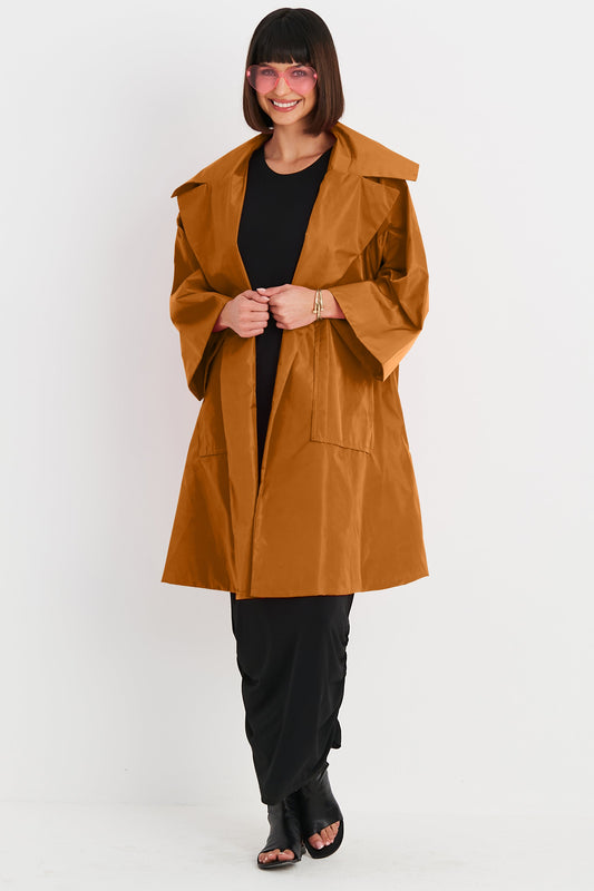 Nylon Emily Coat - Chestnut