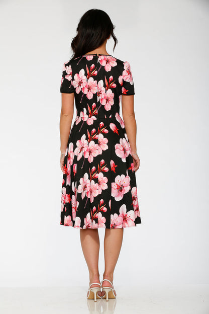 20561 Black Orchid Bloom Swing Dress