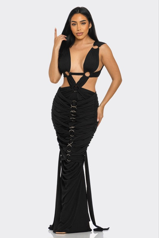 Sahara Mystique Pleated Gown See size chart under “more details”